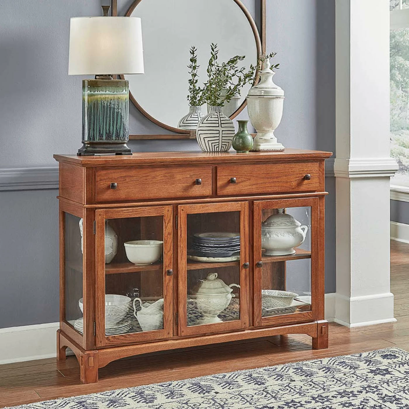 Cheapest π Glass Doors A-America Laurelhurst 3-Door Dining Server - Mission Oak π - Image 4