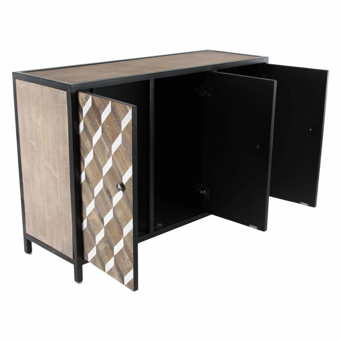 Discount π Credenzas DecMode Contemporary Zigzag 3 Door Cabinet π₯° - Image 4