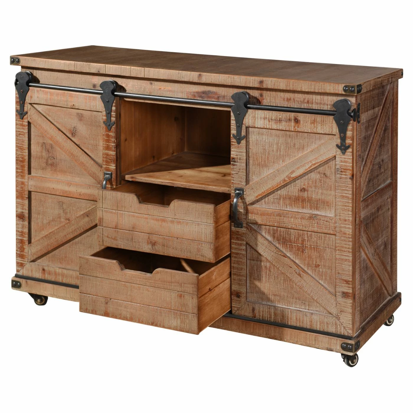 New π Sliding Doors StyleCraft Presley Barn Door Buffet π - Image 7