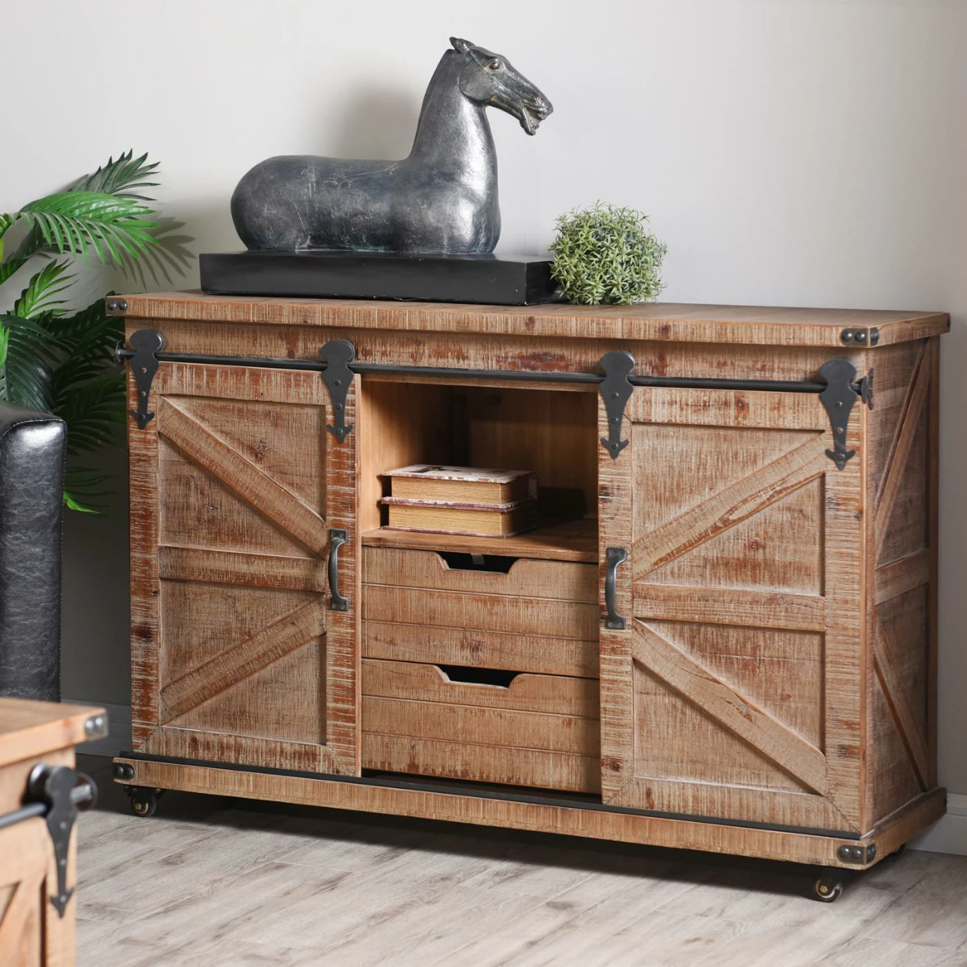 New π Sliding Doors StyleCraft Presley Barn Door Buffet π - Image 8