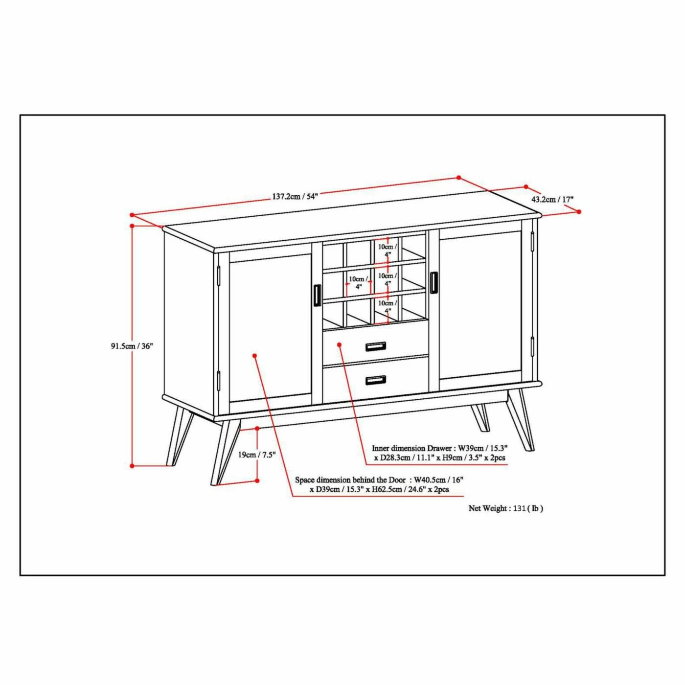 Outlet ✔️ Brooklyn & Max Wine Bottle Storage Brooklyn + Max Baxter Solid Hardwood 2 Drawer Sideboard Buffet With Wine Rack ❤️ - Image 10