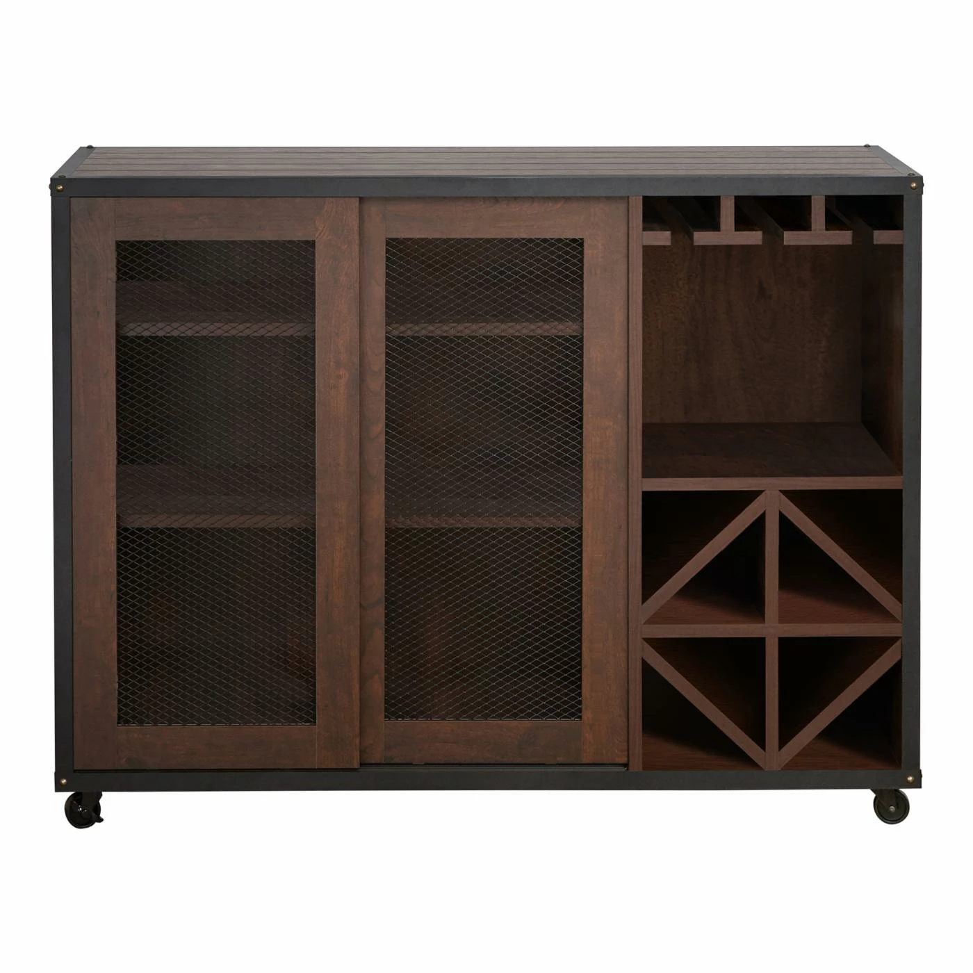 Deals β€οΈ Sliding Doors Furniture Of America Helibra Walnut Contemporary 2-Sliding Door Buffet π - Image 3