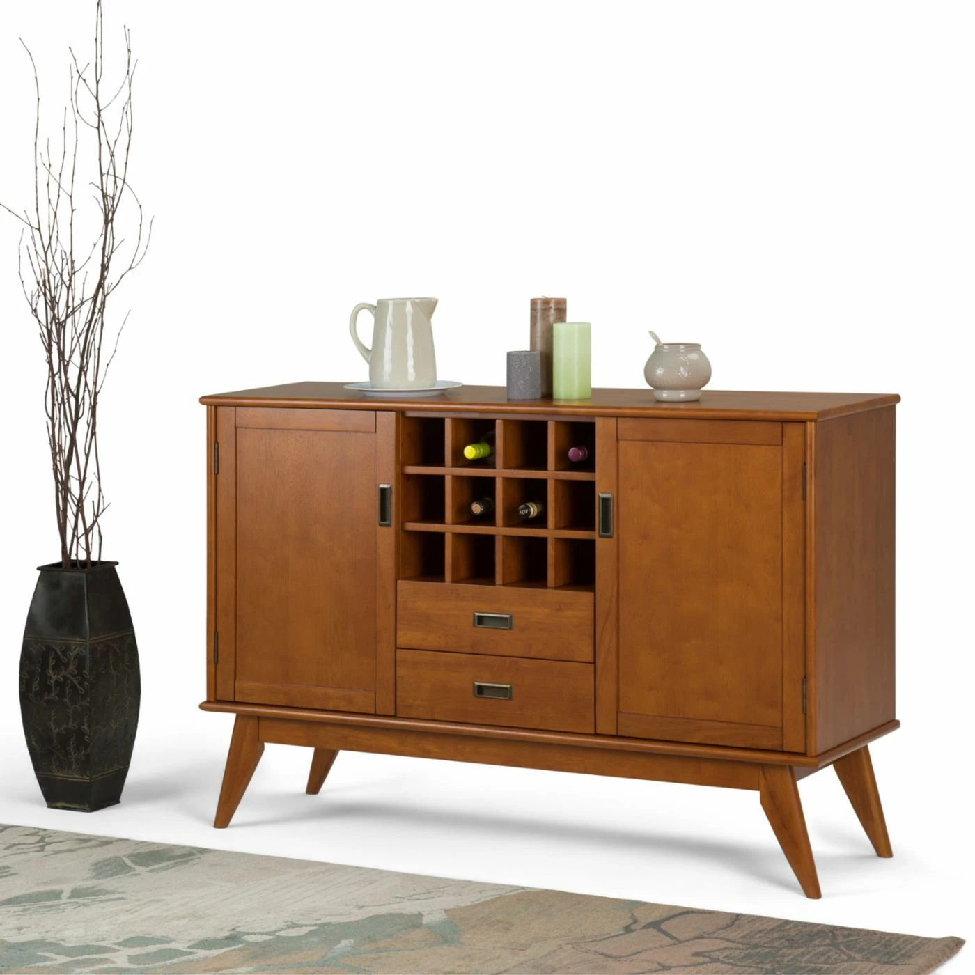 Outlet ✔️ Brooklyn & Max Wine Bottle Storage Brooklyn + Max Baxter Solid Hardwood 2 Drawer Sideboard Buffet With Wine Rack ❤️ - Image 3
