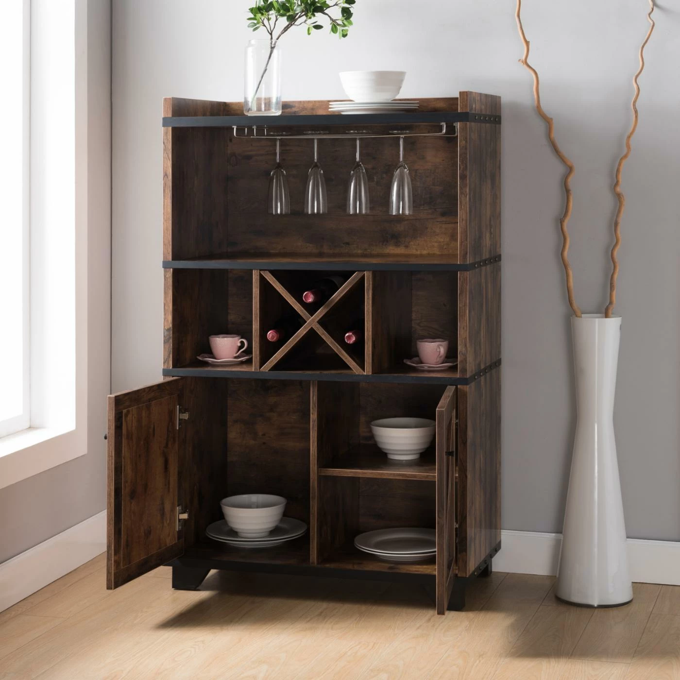Hot Sale β Wine Glass Storage Furniture Of America Oliver Buffet Hutch π₯ - Image 2