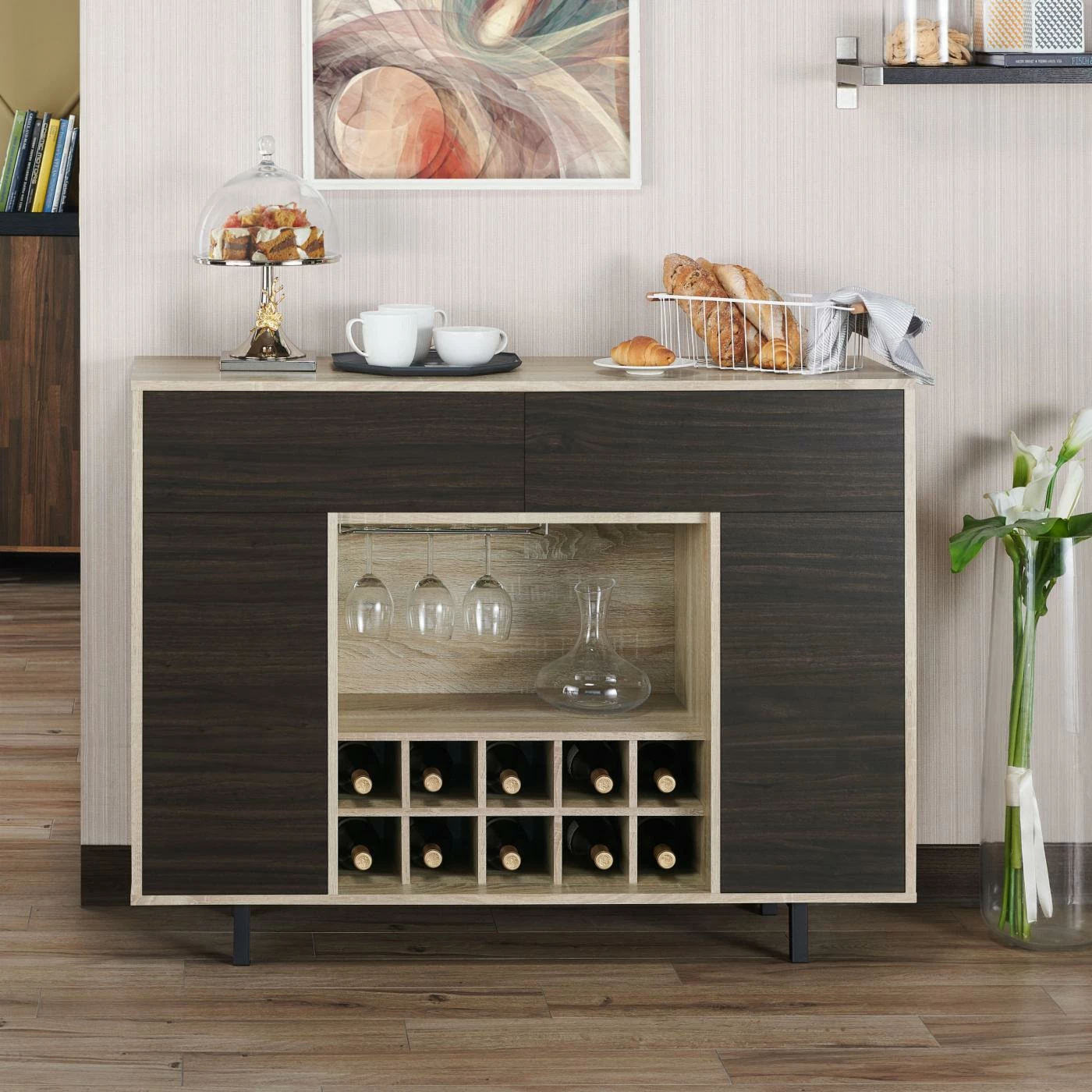 Best deal π Wine Glass Storage Furniture Of America Conejo Contemporary Multi-Storage Buffet βοΈ - Image 2