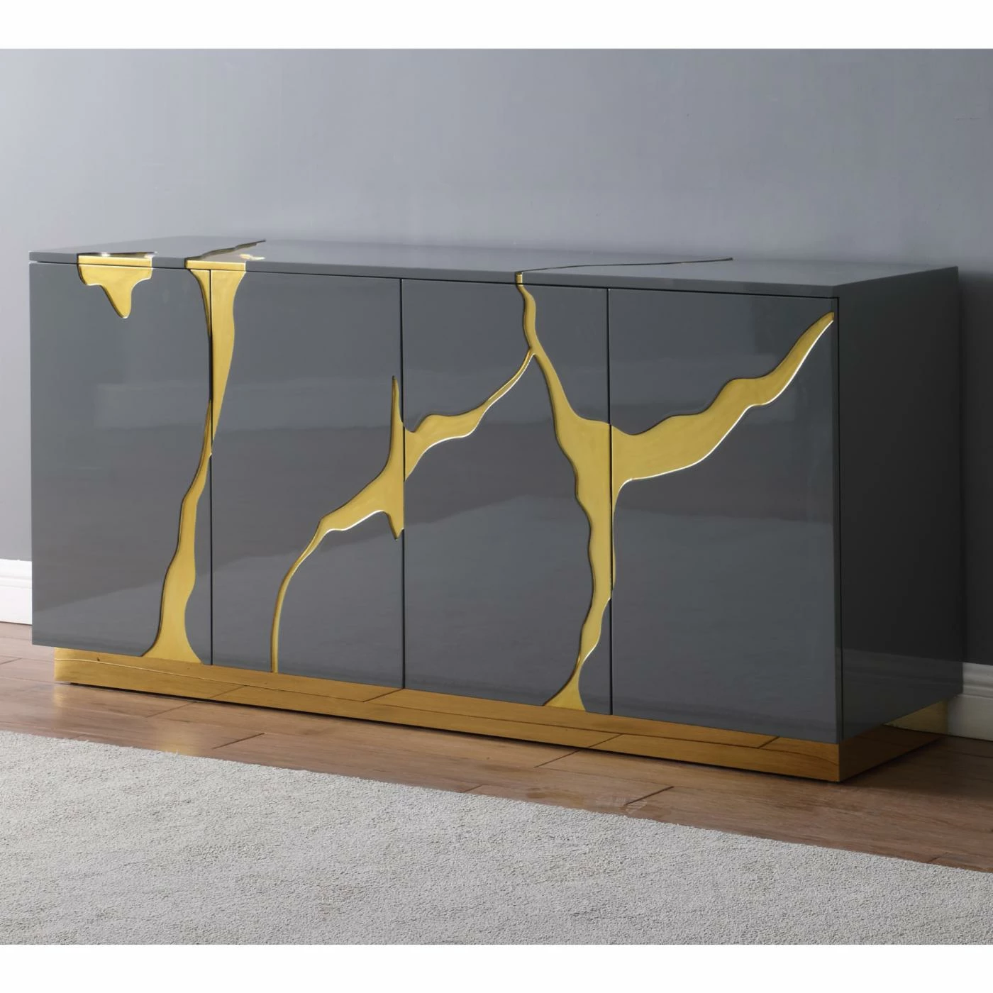 Best Pirce β€οΈ Best Master Furniture Buffets & Sideboards Taylor High Gloss Lacquer Sideboard/Buffet With Gold Pattern π - Image 2