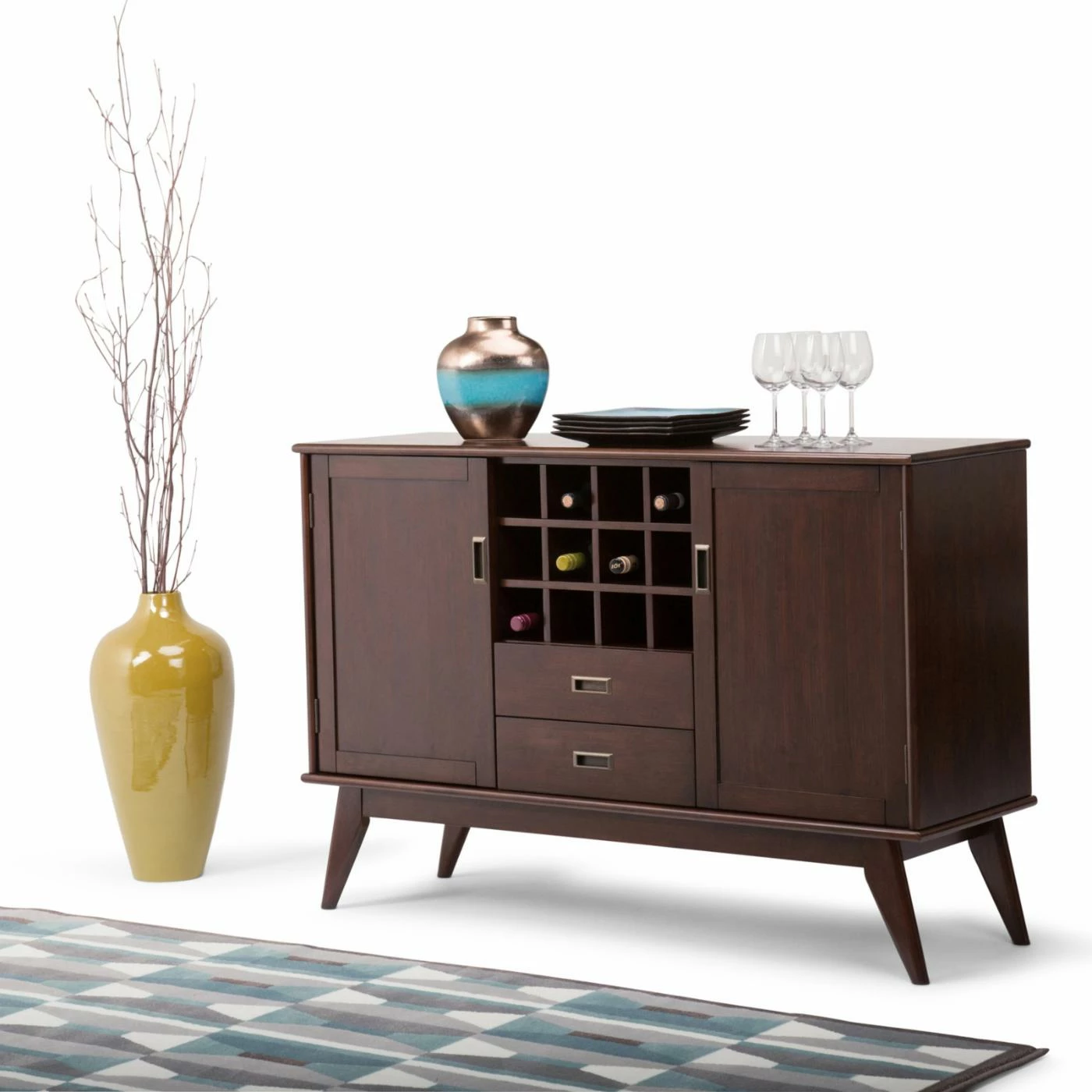 Outlet ✔️ Brooklyn & Max Wine Bottle Storage Brooklyn + Max Baxter Solid Hardwood 2 Drawer Sideboard Buffet With Wine Rack ❤️ - Image 2