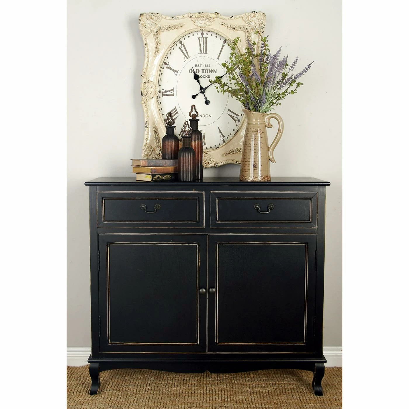 Best Sale π₯° Wine Bottle Storage DecMode 2-Drawer Sideboard - Black π - Image 2