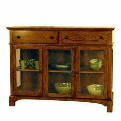 Cheapest 😍 Glass Doors A-America Laurelhurst 3-Door Dining Server - Mission Oak 🔔