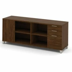 Best Sale 🧨 Adjustable Shelves BESTAR Pro-Linea Credenza With 3 Drawers 🌟