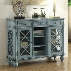 Flash Sale 🌟 Glass Doors Coast To Coast Mabry Mill Burnished Blue 2 Door Credenza 🎉
