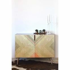 New 🛒 Credenzas Deny Designs Iveta Abolina Matcha Chevron Credenza ⭐