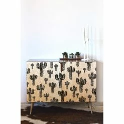 Buy 🥰 Credenzas Deny Designs Susanne Kaielke Cactus Party Desert Matcha Black And White Credenza 😀