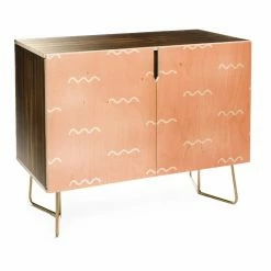 Coupon 😍 Adjustable Shelves Deny Designs Kelly Haines Peach Squiggle Credenza 💯