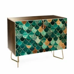 Outlet 🛒 Adjustable Shelves Deny Designs Monika Strigel Really Mermaid Credenza ⌛