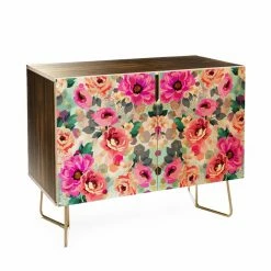 Cheap 👏 Adjustable Shelves Deny Designs Marta Barragan Camarasa Abstract Geometrical Flowers Credenza 🎁