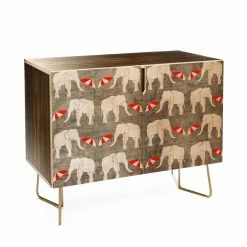 Best Pirce 🛒 Adjustable Shelves Deny Designs Holli Zollinger Elephant And Umbrella Credenza ❤️