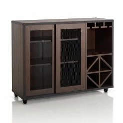 Deals ❤️ Sliding Doors Furniture Of America Helibra Walnut Contemporary 2-Sliding Door Buffet 😉