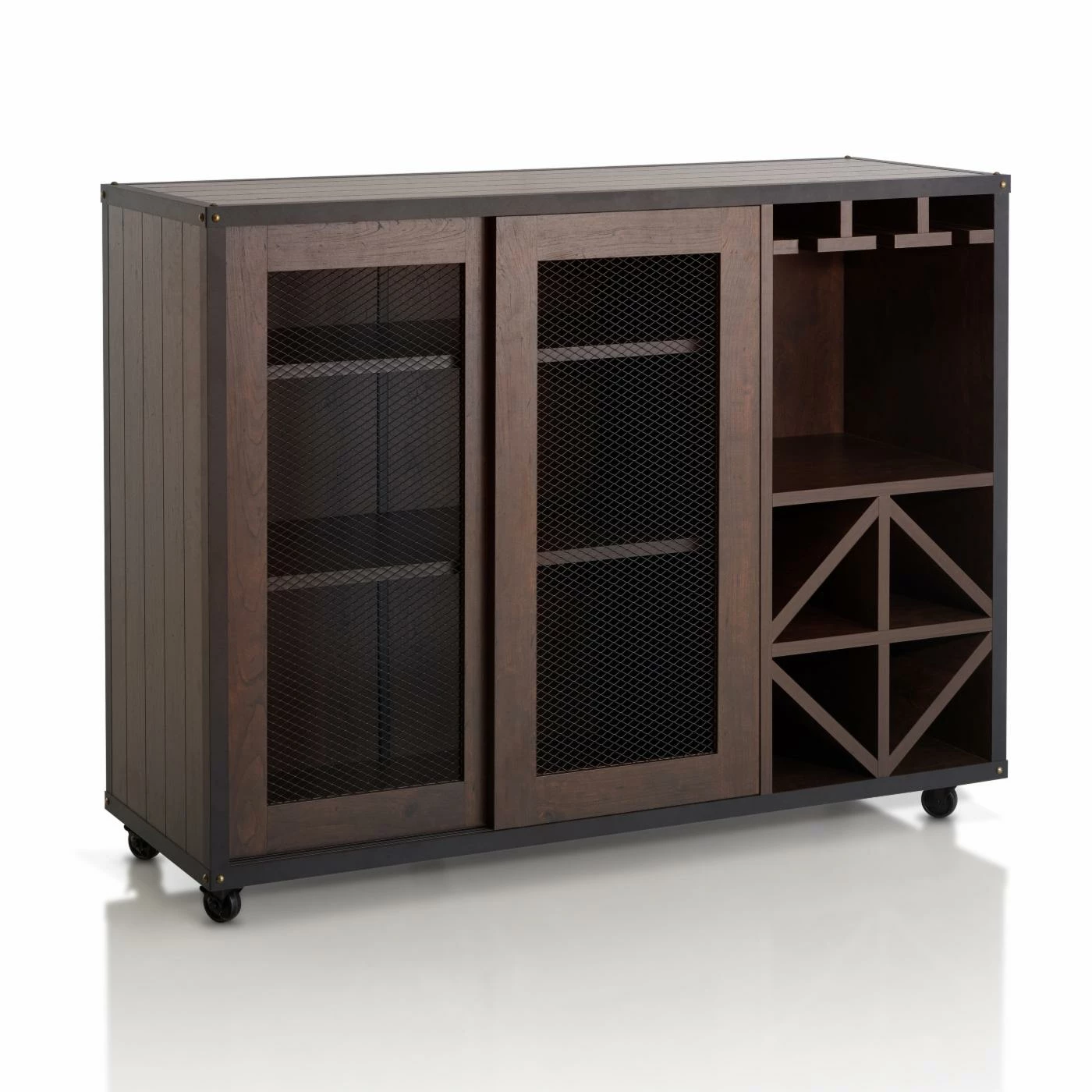 Deals β€οΈ Sliding Doors Furniture Of America Helibra Walnut Contemporary 2-Sliding Door Buffet π