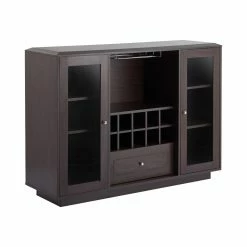 Brand new β€οΈ Glass Doors Furniture Of America Kenna Espresso Contemporary Multi-Storage Dining Buffet π