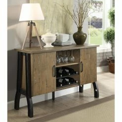 Best Sale 👏 Wine Glass Storage Furniture Of America Drake Industrial Server ⌛