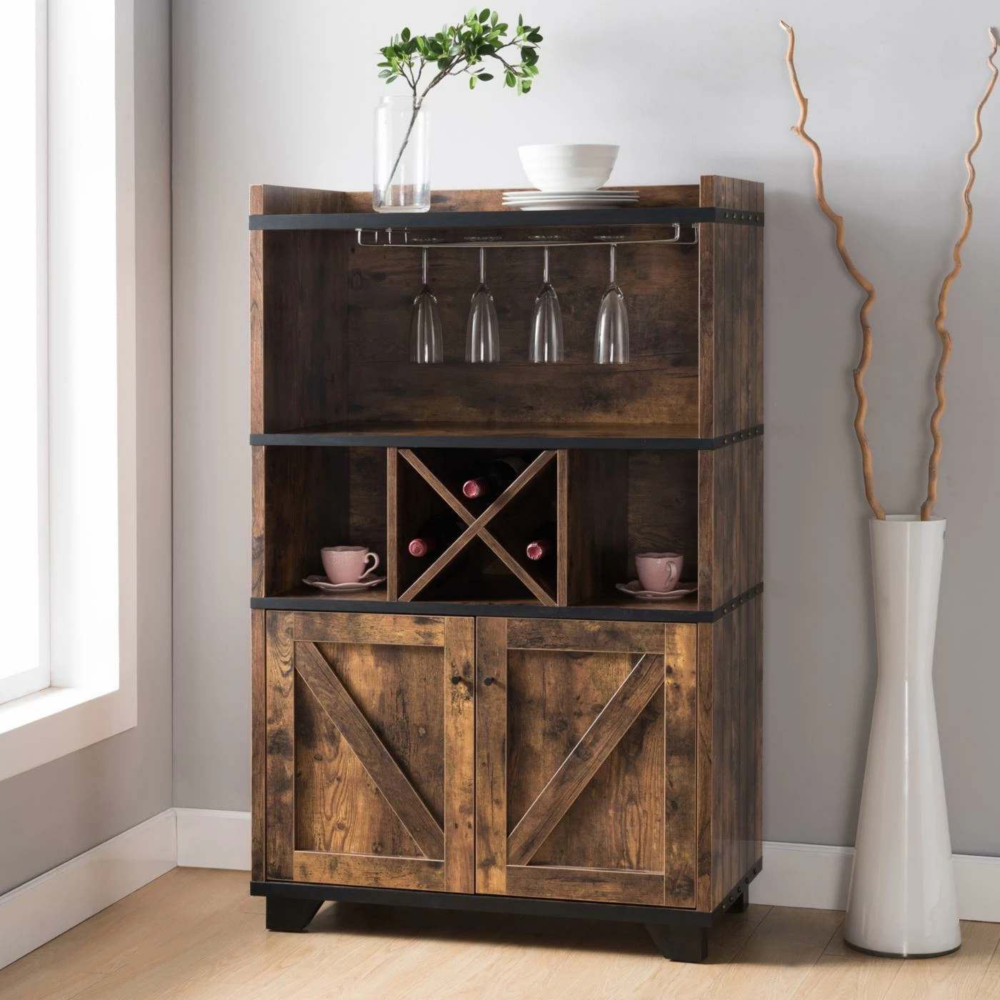 Hot Sale β Wine Glass Storage Furniture Of America Oliver Buffet Hutch π₯