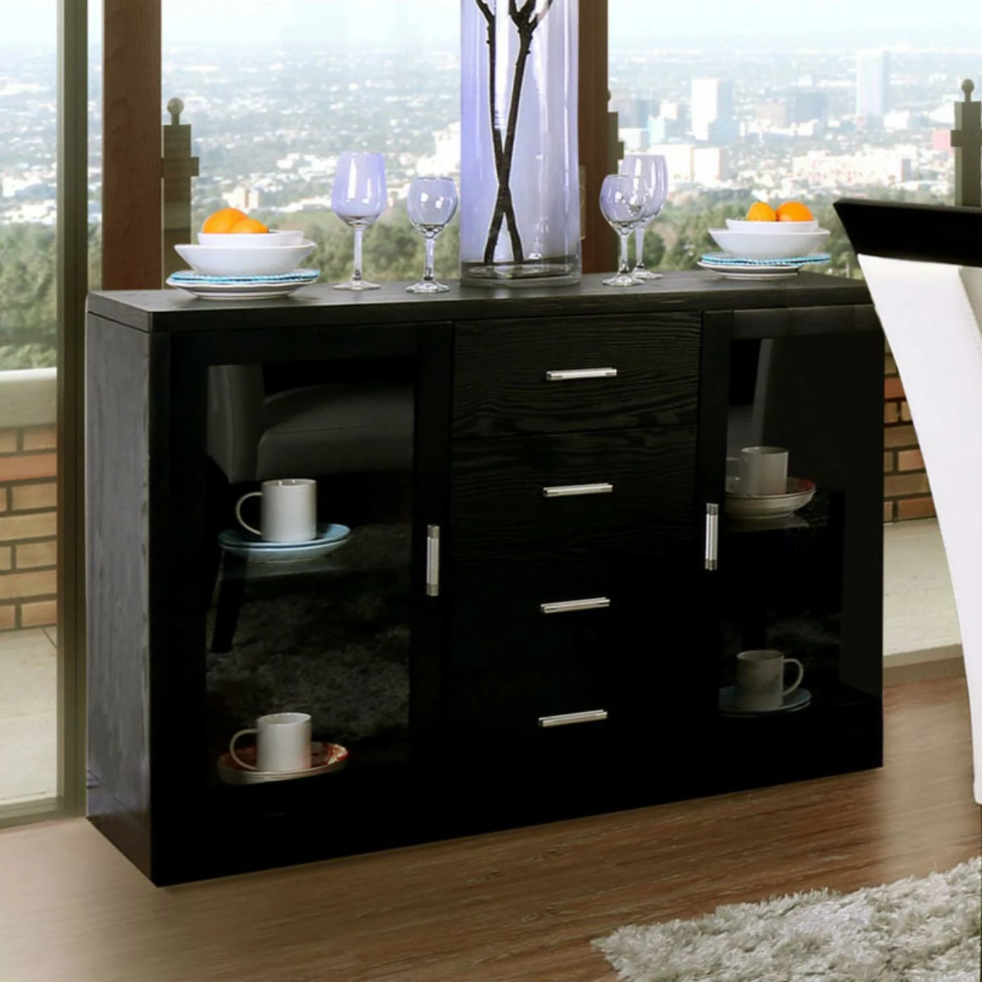 Brand new π Glass Doors Furniture Of America Tulloch Buffet Server π