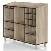 New 👍 Wine Bottle Storage Furniture Of America Allagash Modern Natural Oak 9-Bottle Buffet 👏