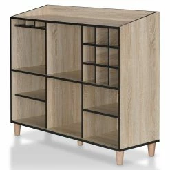 New 👍 Wine Bottle Storage Furniture Of America Allagash Modern Natural Oak 9-Bottle Buffet 👏