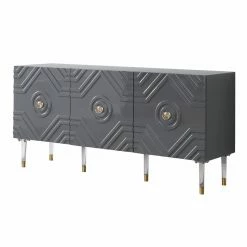 Flash Sale 💯 Best Master Furniture Buffets & Sideboards Truman High Gloss Lacquer Sideboard/Buffet With Gold Accents ✨