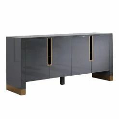 Deals 🎉 Best Master Furniture Buffets & Sideboards Theona High Gloss Lacquer Sideboard/Buffet With Gold Trim ❤️