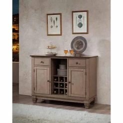 Promo ✨ K&B Furniture Wine Bottle Storage K&B Furniture Brown Wood Sideboard With Wine Storage 🎉
