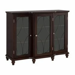 Deals βοΈ K&B Furniture Glass Doors K&B Furniture Cherry Wood 3 Door Storage Cabinet π