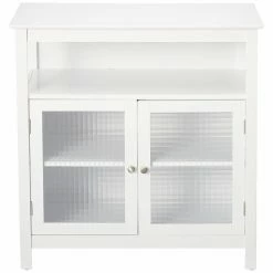 Budget 👏 K&B Furniture Glass Doors K&B Furniture White Wood 2 Door Cabinet With Shelf 🌟