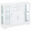 Promo ⌛ K&B Furniture Glass Doors K&B Furniture White Wood 4 Door Kitchen Storage Cabinet ✔️