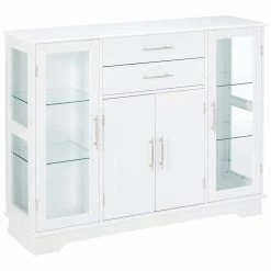 Promo β K&B Furniture Glass Doors K&B Furniture White Wood 4 Door Kitchen Storage Cabinet βοΈ