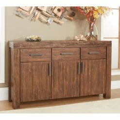 Deals βοΈ Buffets & Sideboards Modus Meadow 3-Door 3 Drawer Solid Wood Sideboard - Brick Brown π