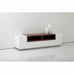 Hot Sale 🥰 Buffets & Sideboards Pangea Home Matrix Short Buffet White And Walnut 🎁