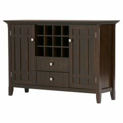 Best Sale π Brooklyn & Max Wine Bottle Storage Brooklyn + Max Hampton Pine Wood 2 Drawer Buffet Credenza With Wine Rack β¨
