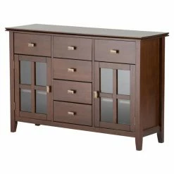 New 🌟 Brooklyn & Max Glass Doors Brooklyn + Max Holden Wood 54 In. Wide Contemporary Credenza 🌟
