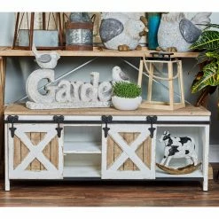 New 🎁 Sliding Doors DecMode Traditional Wood And Iron Slide Door Cabinet ⭐