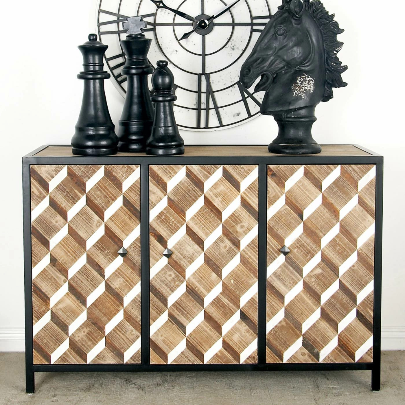 Discount π Credenzas DecMode Contemporary Zigzag 3 Door Cabinet π₯°